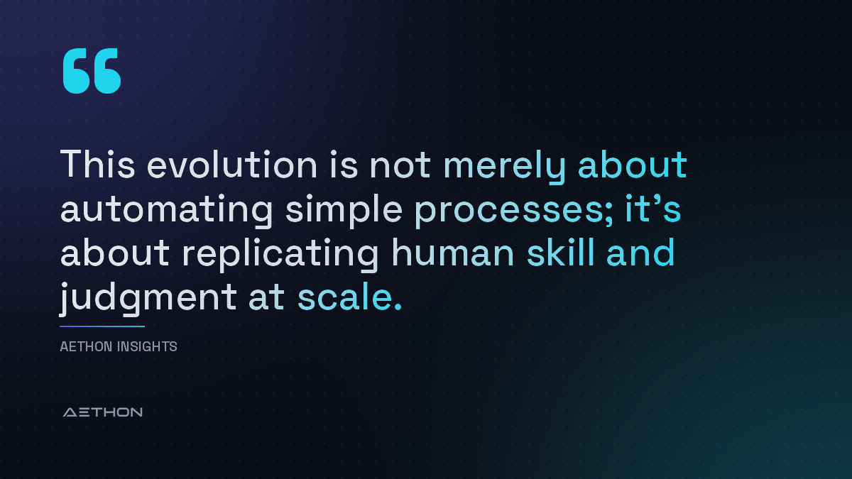 This evolution is not merely about automating simple processes; it’s about replicating human skill and judgment at scale.