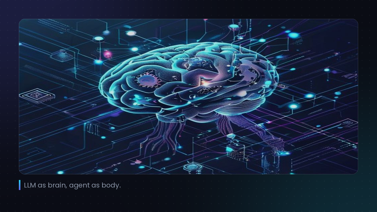 LLM as brain, agent as body.