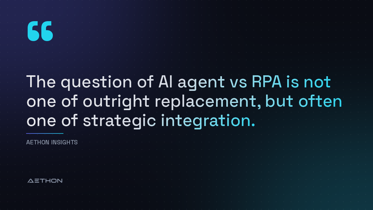The question of AI agent vs RPA is not one of outright replacement, but often one of strategic integration.