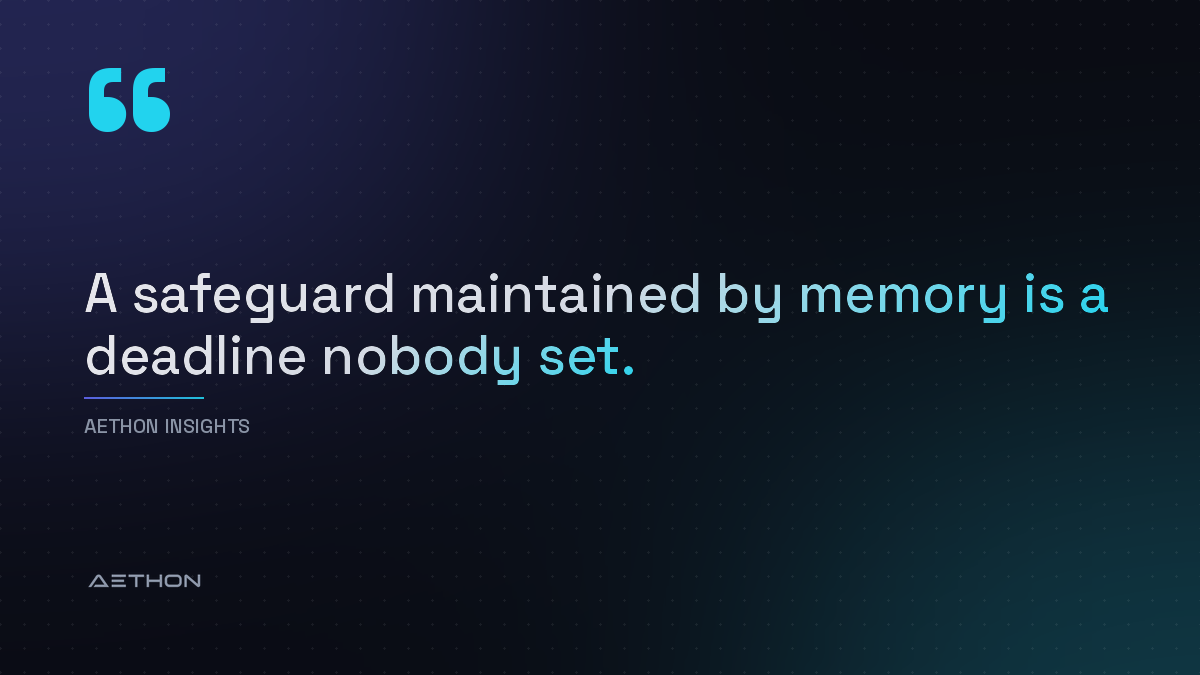 A safeguard maintained by memory is a deadline nobody set.