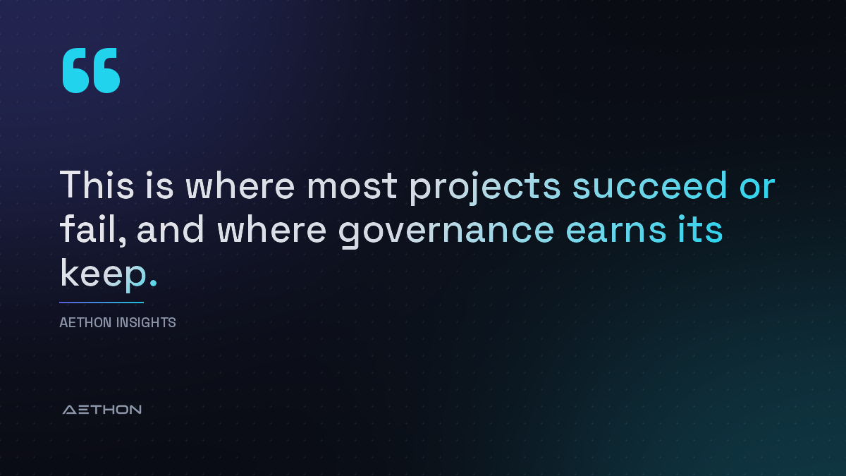 This is where most projects succeed or fail, and where governance earns its keep.
