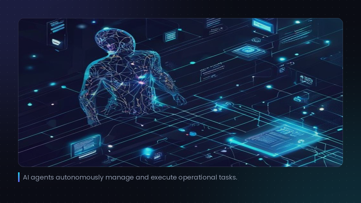 AI agents autonomously manage and execute operational tasks.