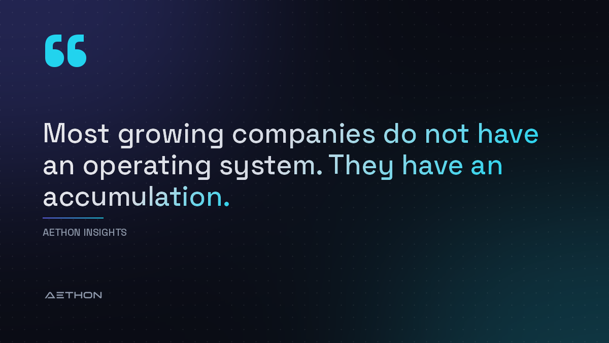 Most growing companies do not have an operating system. They have an accumulation.