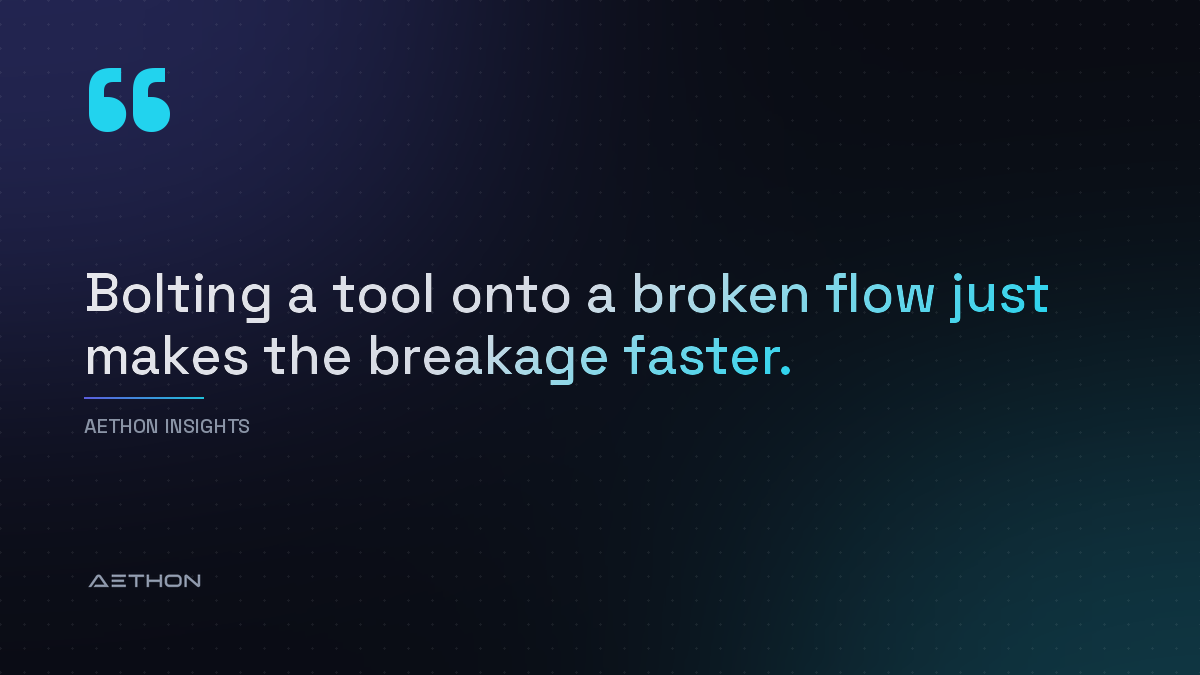 Bolting a tool onto a broken flow just makes the breakage faster.