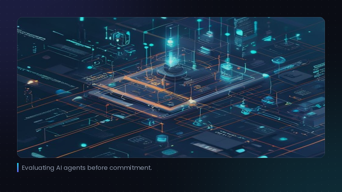 Evaluating AI agents before commitment.