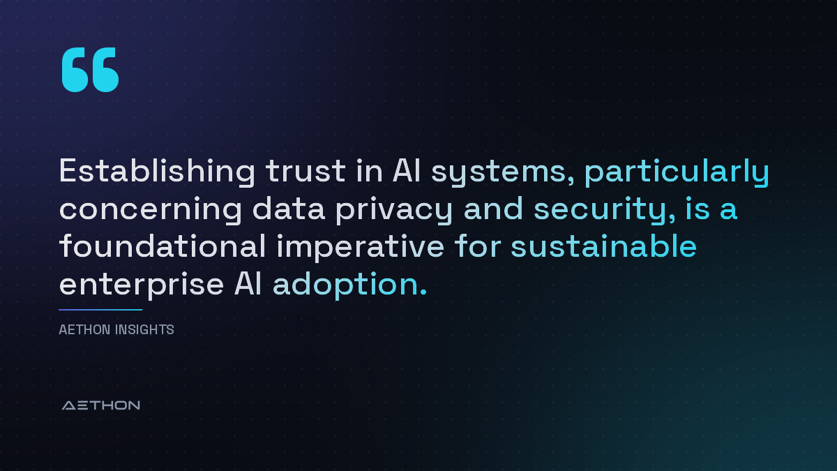 Establishing trust in AI systems, particularly concerning data privacy and security, is a foundational imperative for sustainable enterprise AI adoption.