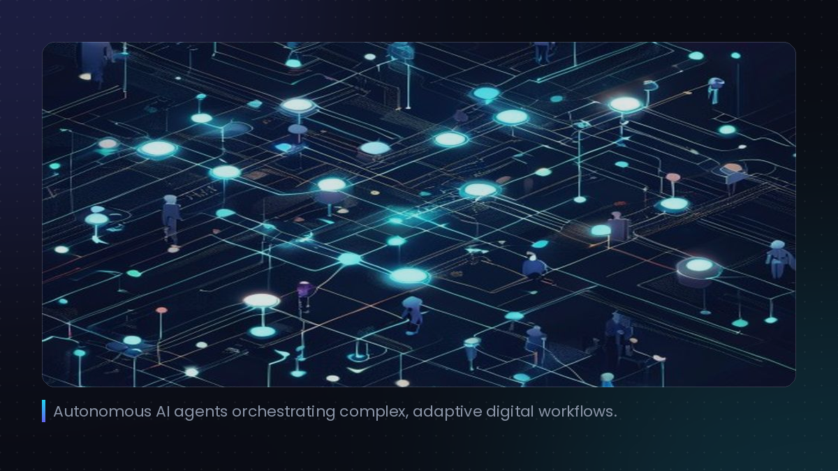 Autonomous AI agents orchestrating complex, adaptive digital workflows.