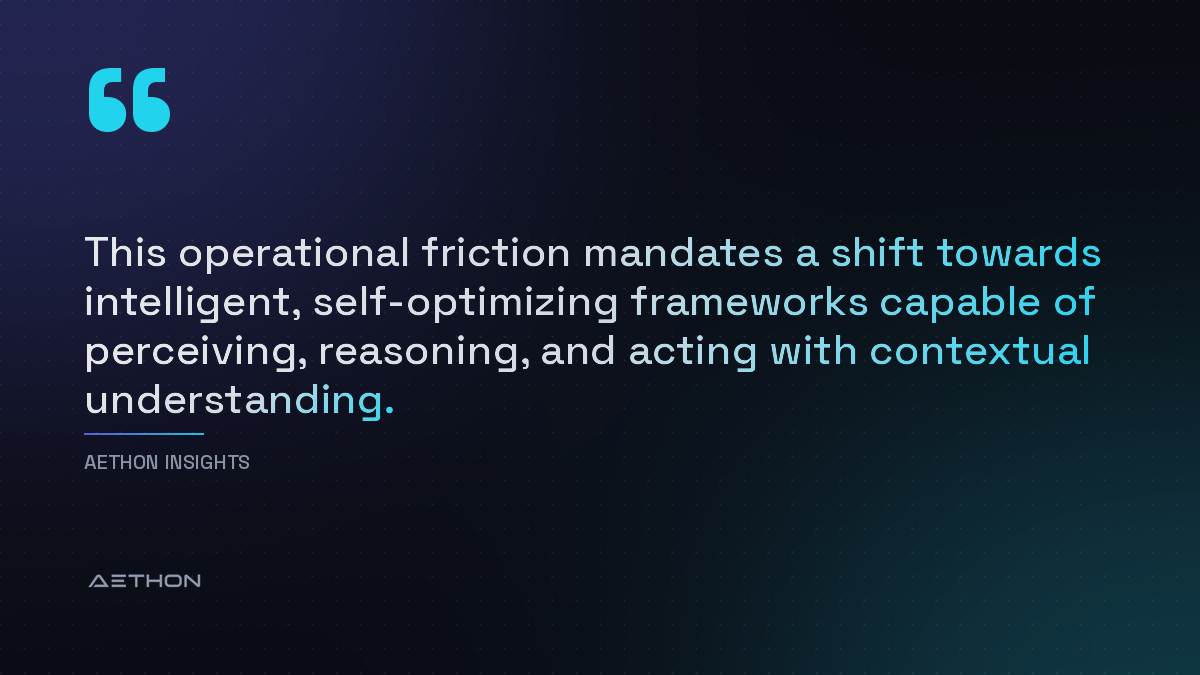 This operational friction mandates a shift towards intelligent, self-optimizing frameworks capable of perceiving, reasoning, and acting with contextual understanding.