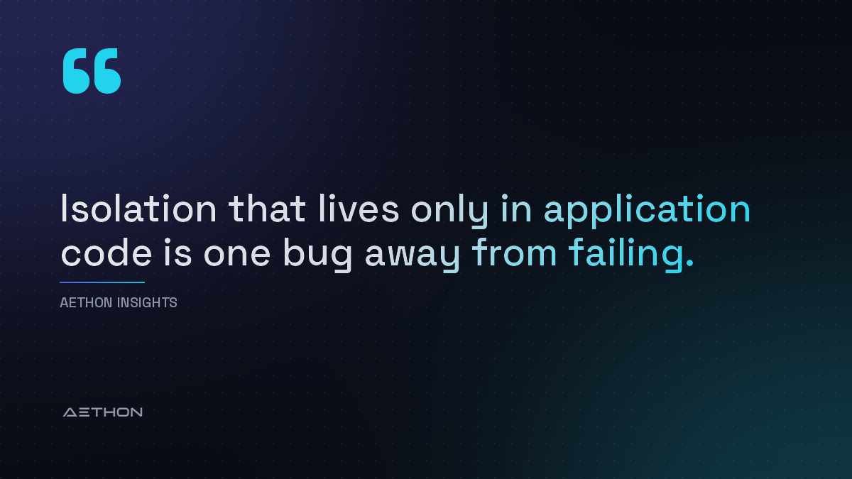Isolation that lives only in application code is one bug away from failing.