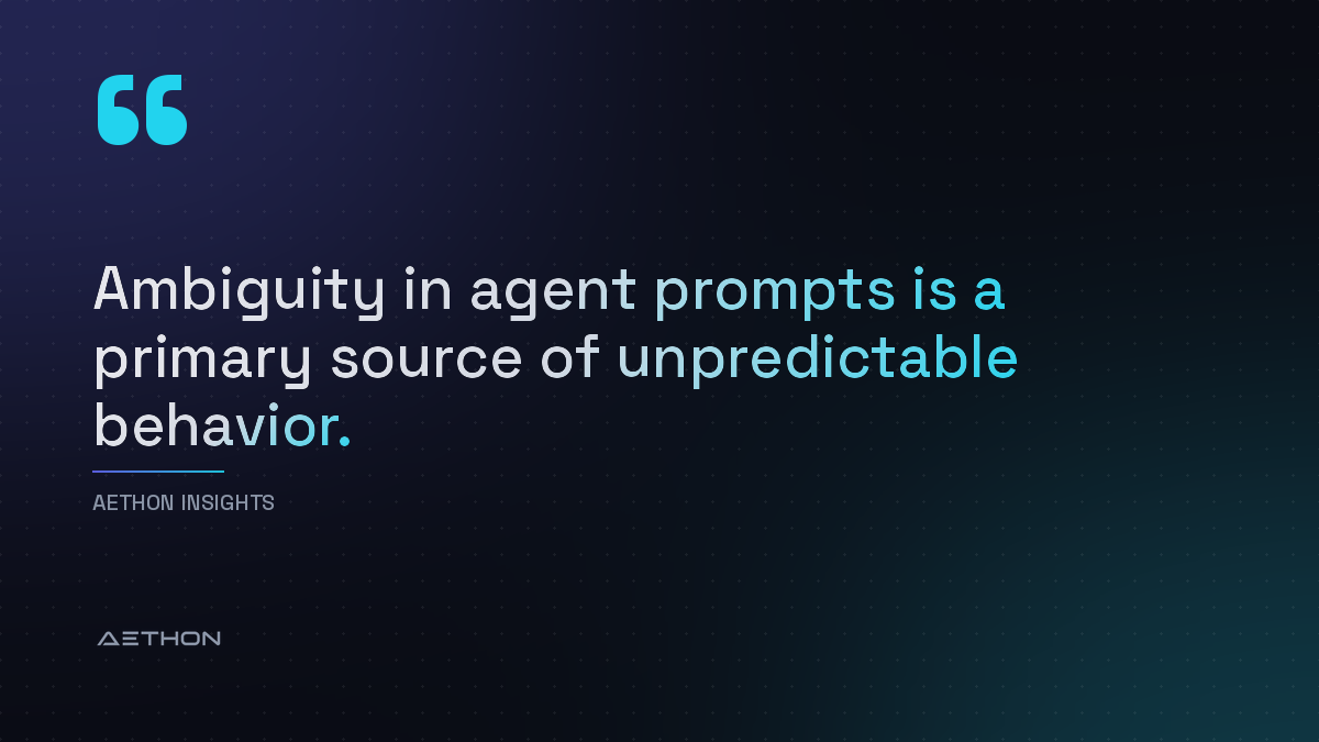Ambiguity in agent prompts is a primary source of unpredictable behavior.