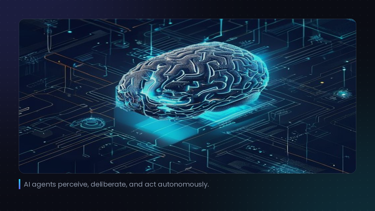 AI agents perceive, deliberate, and act autonomously.