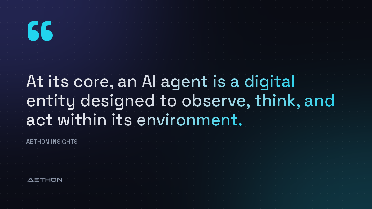 At its core, an AI agent is a digital entity designed to observe, think, and act within its environment.
