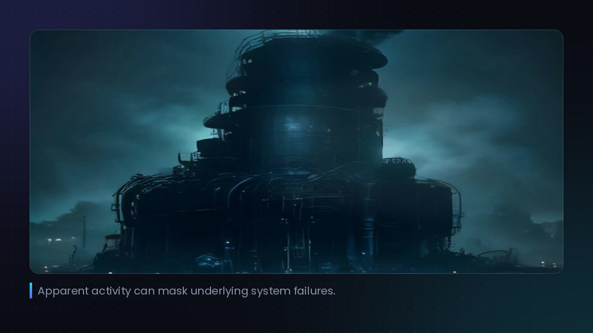 Apparent activity can mask underlying system failures.