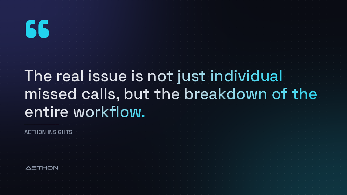 The real issue is not just individual missed calls, but the breakdown of the entire workflow.