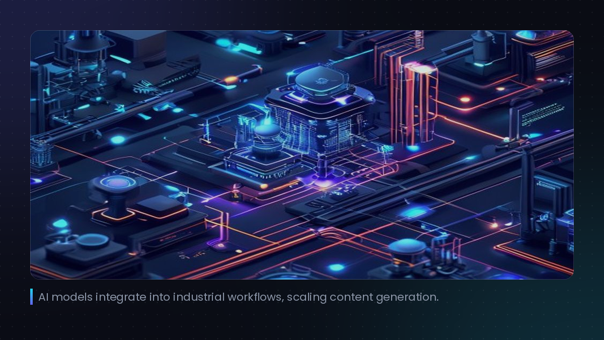 AI models integrate into industrial workflows, scaling content generation.