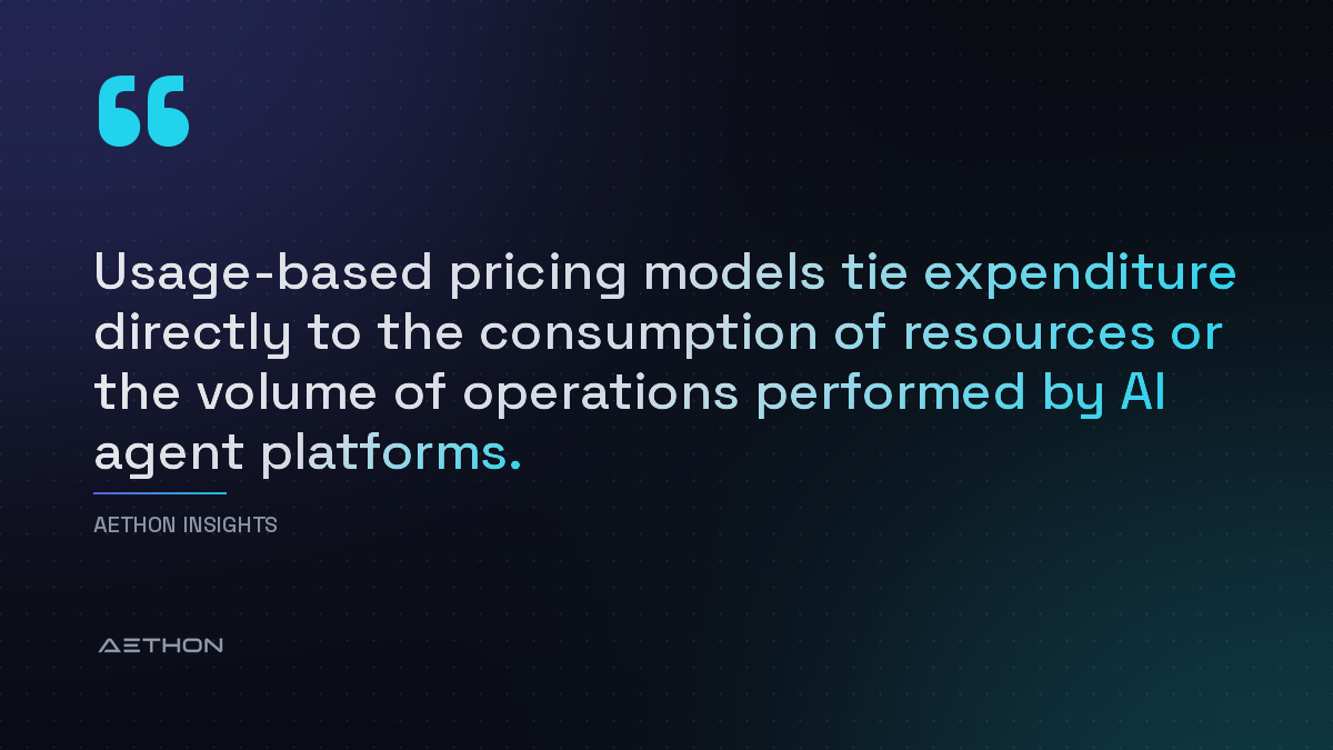 Usage-based pricing models tie expenditure directly to the consumption of resources or the volume of operations performed by AI agent platforms.