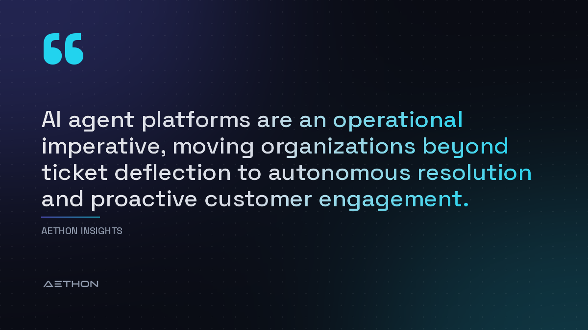 AI agent platforms are an operational imperative, moving organizations beyond ticket deflection to autonomous resolution and proactive customer engagement.